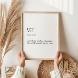 Vet Definition Print - Funny Animal Doctor Wall Art Gift For Veterinarian Minimal Typography Poster Pet Lover Office Clinic - thumbnail 1