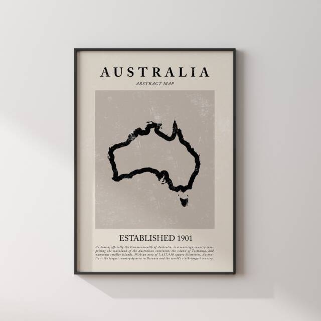 Australia Map Vintage Abstract Wall Art Print Picasso + Matisse Inspired Travel Poster - image 1