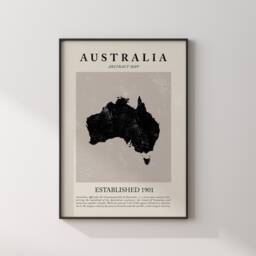 Australia Map Vintage Abstract Wall Art Print Picasso + Matisse Inspired Travel Poster - thumbnail 3