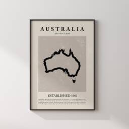 Australia Map Vintage Abstract Wall Art Print Picasso + Matisse Inspired Travel Poster - thumbnail 1