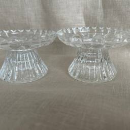 Vintage Scalloped Glass Candle Holders Retro Candlestick - thumbnail 3