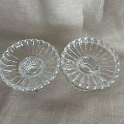 Vintage Scalloped Glass Candle Holders Retro Candlestick - thumbnail 2