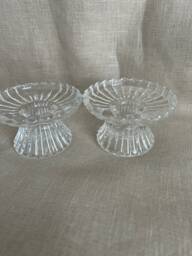 Vintage Scalloped Glass Candle Holders Retro Candlestick - thumbnail 1