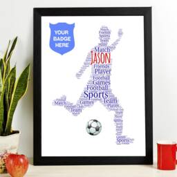 Personalised Football Soccer Word Art Gift, Team Presentation Wall Art, Any Badge Included, Digital Downloadable, Printable Gift - thumbnail 2