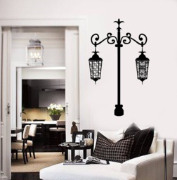 Wall Vinyl Decal Luxurious Two Beautiful Carved Lights Decor For Living Room - #2430Dn - thumbnail 1