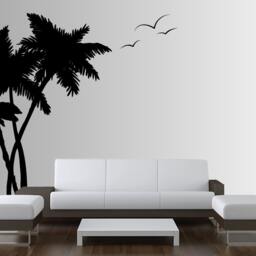 Palm Coconut Tree Wall Decal With Seagull Birds Art - 8 Feet Tall1114 - thumbnail 3