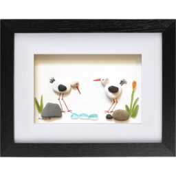Oystercatchers - Pebble Art & Sea Glass Picture Framed Handmade Wall Decor - thumbnail 2
