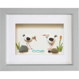 Oystercatchers - Pebble Art & Sea Glass Picture Framed Handmade Wall Decor - thumbnail 3