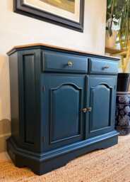 Newly Refurbished Solid Wood Sideboard Blue Small Alcove Cabinet Top Hallway