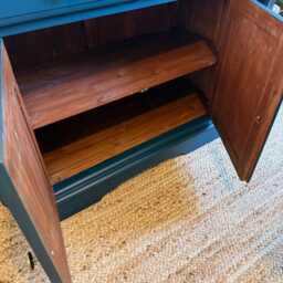 Newly Refurbished Solid Wood Sideboard Blue Small Alcove Cabinet Top Hallway - thumbnail 4