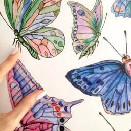 Butterfly Wall Decals 9-Set Indigo, Home D??cor, Removable For Furniture, Tiles, Walls, Hand-Painted Interior By Easysweethome - thumbnail 4