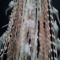 Dreamcatcher, Paper Chrysanthemum Flowers, Delicate Yarn Feather Dreamcatcher Wall Hanging, Nursery Boho - thumbnail 4