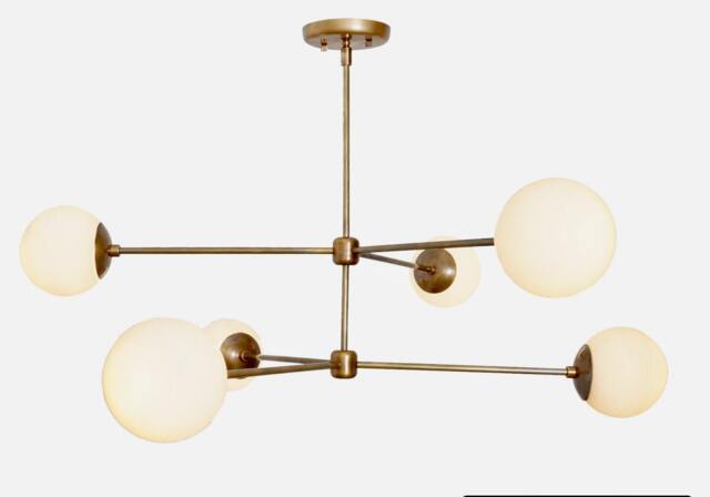 Modern Brass Sputnik Chandelier, Glass Globe Pendant Light, 6-Light - image 1