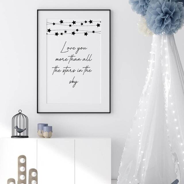 Quote Print - Love You More Than All The Stars in Sky Nursery - image 1