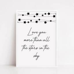Quote Print - Love You More Than All The Stars in Sky Nursery - thumbnail 3