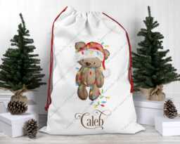 Christmas Sack, Santa Xmas Bear, Decoration, Personalised Gift, Bag, Custom