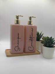 Personalised Pink Square Soap Dispenser Bottle With Gold Pump 250Ml & 500Ml - thumbnail 1