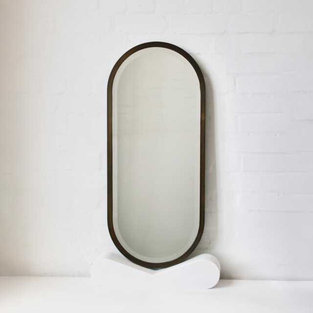 Capsula??? Pill Shape Bevelled Mirror With A Handcrafted Bronze Patina Frame, Xl - image 1