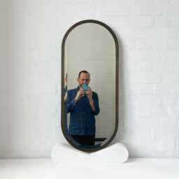 Capsula??? Pill Shape Bevelled Mirror With A Handcrafted Bronze Patina Frame, Xl - thumbnail 2