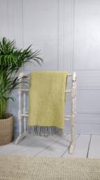 Green Grey Wool, Twill Blanket Throw - thumbnail 1
