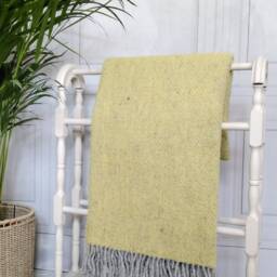 Green Grey Wool, Twill Blanket Throw - thumbnail 2