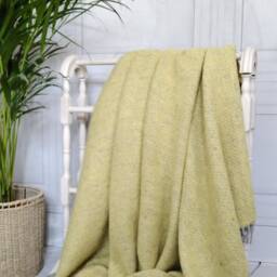 Green Grey Wool, Twill Blanket Throw - thumbnail 4