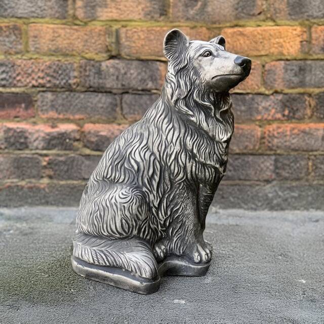 Collie Dog Statue Concrete Figurine Stone Memorial Decoration Cement Pet Ornament Garden & Home Handmade Art Lover Gift - image 1