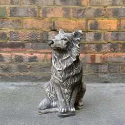 Collie Dog Statue Concrete Figurine Stone Memorial Decoration Cement Pet Ornament Garden & Home Handmade Art Lover Gift - thumbnail 4