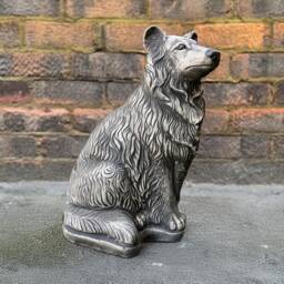 Collie Dog Statue Concrete Figurine Stone Memorial Decoration Cement Pet Ornament Garden & Home Handmade Art Lover Gift