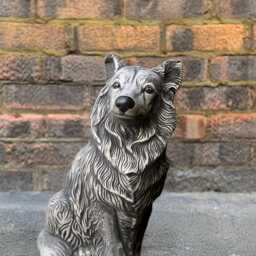 Collie Dog Statue Concrete Figurine Stone Memorial Decoration Cement Pet Ornament Garden & Home Handmade Art Lover Gift - thumbnail 3