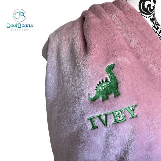 Personalised Children's Blanket - Plush Fleece Embroidered Dinosaur - image 1