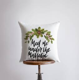Meet Me Under The Mistletoe - Throw Pillows Christmas Pillow Couch Custom - thumbnail 1