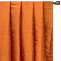 Saffron Orange 100% Pure Silk Dupioni Curtain Panels - Rod Pocket, Grommet, Box Pleat, Three Pinch Tab Top & Plain Ring Top - thumbnail 1