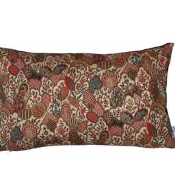 Botanical Print Cushion Cover Saffron Bloom Cotton & Velvet, Handmade - thumbnail 3