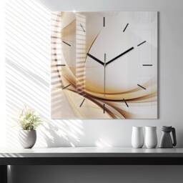 Golden Abstraction Glass Clock, Printed Abstract Round Wall Personalized Modern Clock