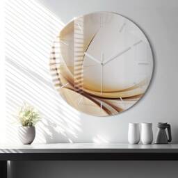 Golden Abstraction Glass Clock, Printed Abstract Round Wall Personalized Modern Clock - thumbnail 3