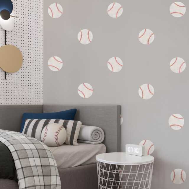 Baseball Wall Decals - Removable, Reusable Stickers Sports Nursery Decor, Kids Room Art, Boy Bedroom Decor - image 1