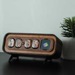 Nixie Tube Clock In-12 Bitcoin Tracker, Photo Frame, Oak Wood - thumbnail 2