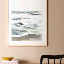California Coast Watercolor Art Print Neutral Beach Wall - thumbnail 3