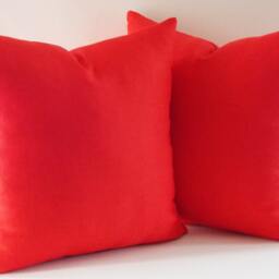 Set 2 Red Linen Pillow Covers Modern Throw Cushion Shams - 18 Inch - thumbnail 4