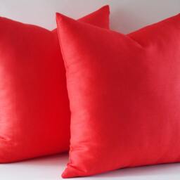 Set 2 Red Linen Pillow Covers Modern Throw Cushion Shams - 18 Inch - thumbnail 3