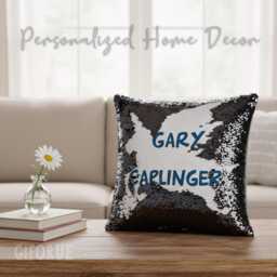 Sequin Pillow Personalized, Custom Photo Text Magic Pillowcase, Mermaid Hidden Message Cushion Cover - Giforue - thumbnail 2