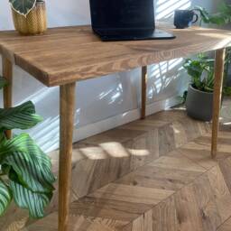 Foret Straight Edge Rustic Art Deco Wood Leg Table Handcrafted With Solid - thumbnail 4