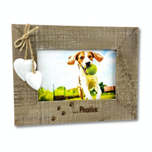 Dog Cat Puppy Kitten Photo Frame - New Pet Gift Personalised Driftwood 6x4 - image 1