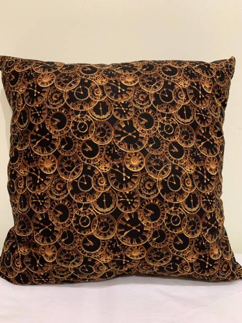 Handmade Steampunk Clock Cushion Cover 100% Cotton Pillow - image 1