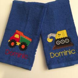 Two - 2 Construction Or Transportation Bathroom Hand Towels - Decor Dump Truck Cement Truck Garbage Monster - thumbnail 3