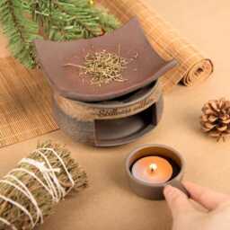 Handcrafted Ceramic Aroma Burner, Custom Engraved Tea Warmer, Personalized Aromatherapy Gift, Handmade Gift For Mom, Mom Appreciation, Mom - thumbnail 4