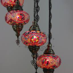 7 - Ball Turkish Water Drop Style Mosaic Chandelier With Large Globes - thumbnail 2