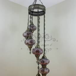 7 - Ball Turkish Water Drop Style Mosaic Chandelier With Large Globes - thumbnail 3