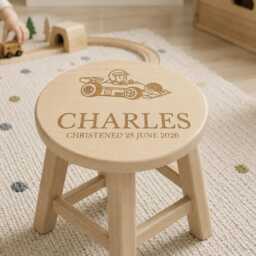 Personalised Wooden Stool - Children's Nursery Decor Racing Car - thumbnail 3
